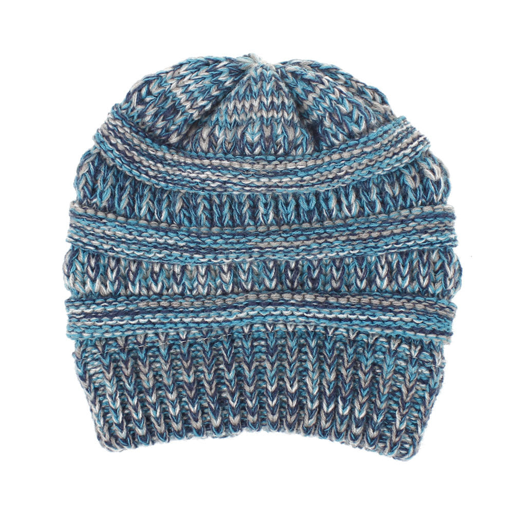 Wholesale Mixed Color Knitted Acrylic Beanie Women's Ponytail Hat